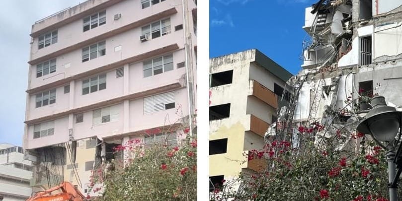 Colapso parcial de edificio en la calle Belaval en San Juan